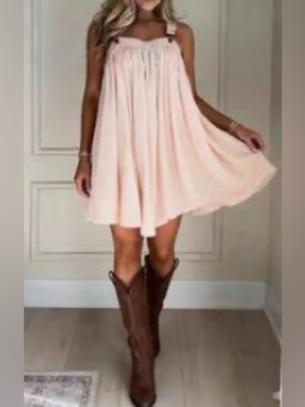 Pink overall dress. New, no tags.